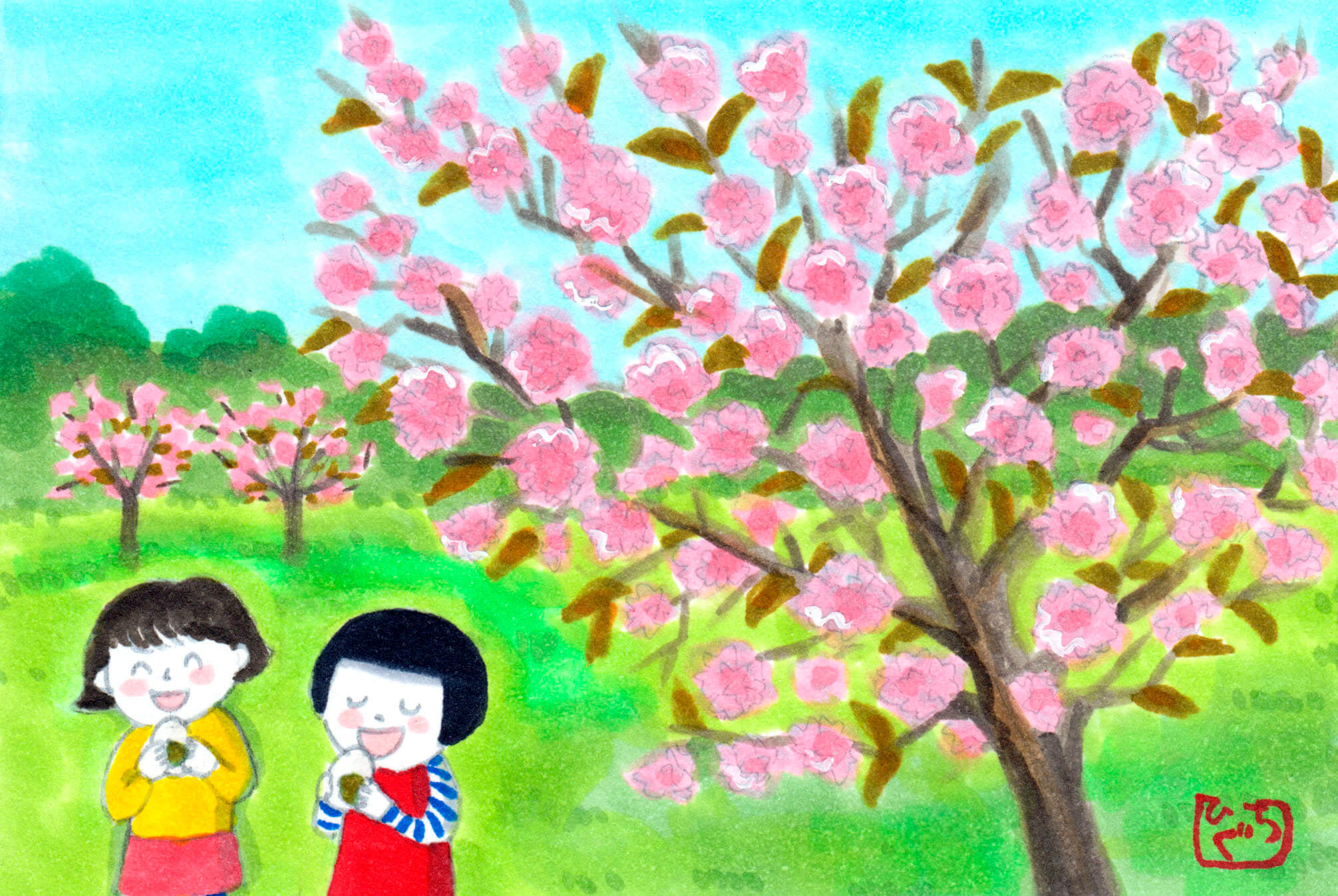 直五智の八重桜と柏餅